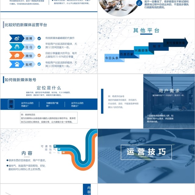 蓝色新媒体运营必读干货PPT模板 蓝色新媒体运营必读干货PPT模板