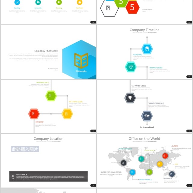 高端商务公司宣传介绍企业时间轴PPT图片排版设计模板素材Jengkerot Powerpoint