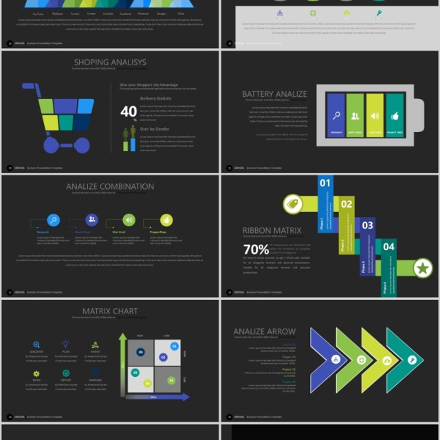 工作总结汇报PPT信息可视化图表模板Grogol Powerpoint