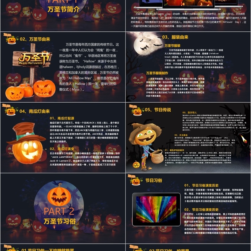 蓝色神秘万圣节PPT模板