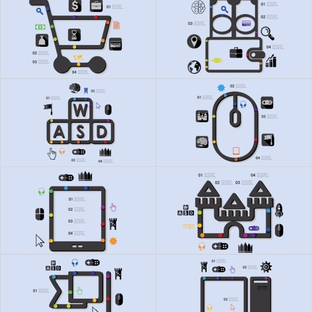 创意粗线条办公商务图标PPT图形元素