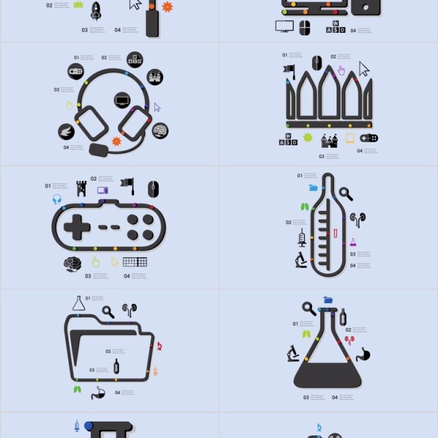 创意粗线条办公商务图标PPT图形元素