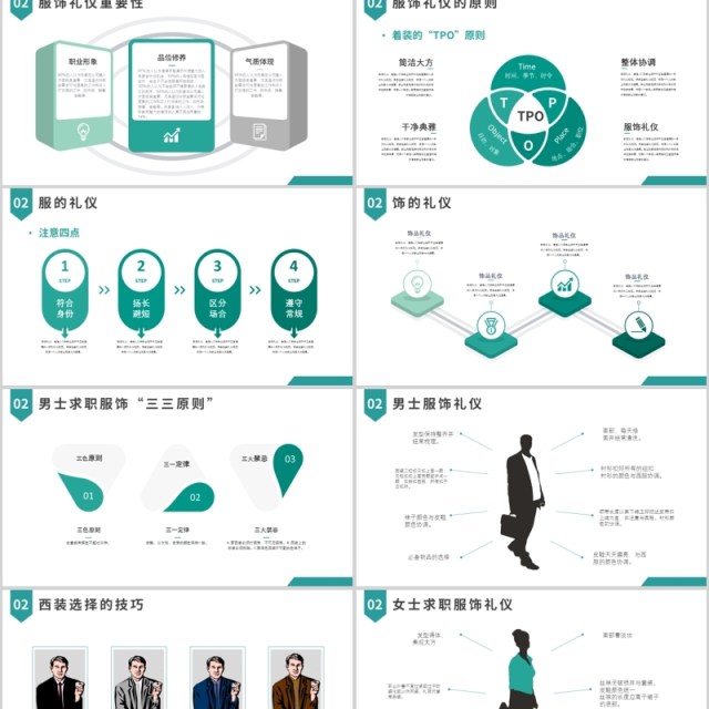 绿色职场礼仪大气简约商务礼仪面试基本求职礼仪PPT模板