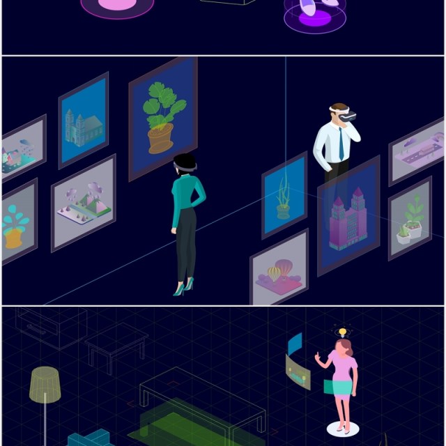14款AR和VR互联网科技虚拟现实技术场景AI插画人物矢量素材 14款AR和VR互联网科技虚拟现实技术场景AI插画人物矢量素材