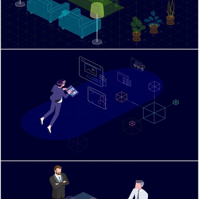 14款AR和VR互联网科技虚拟现实技术场景AI插画人物矢量素材 14款AR和VR互联网科技虚拟现实技术场景AI插画人物矢量素材