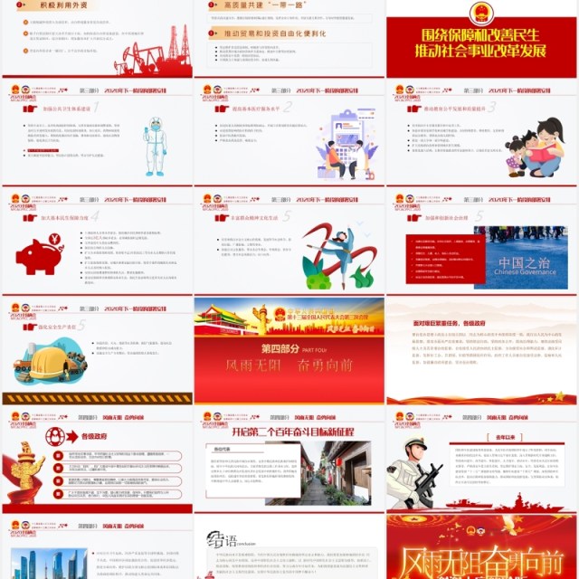 红色主题聚焦学习2020年全国两会政府工作报告党建PPT模板 红色主题聚焦学习2020年全国两会政府工作报告党建PPT模板