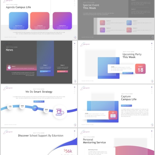 高端时尚教育培训行业PPT图片排版国外设计模板Eduvision - Education Powerpoint Template