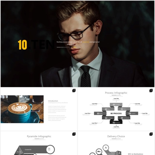 商务简约通用PPT素材模板ten powerpoint template