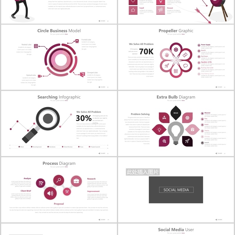 紫色简约项目宣传介绍可视化图表PPT图片排版设计模板Dunde Powerpoint