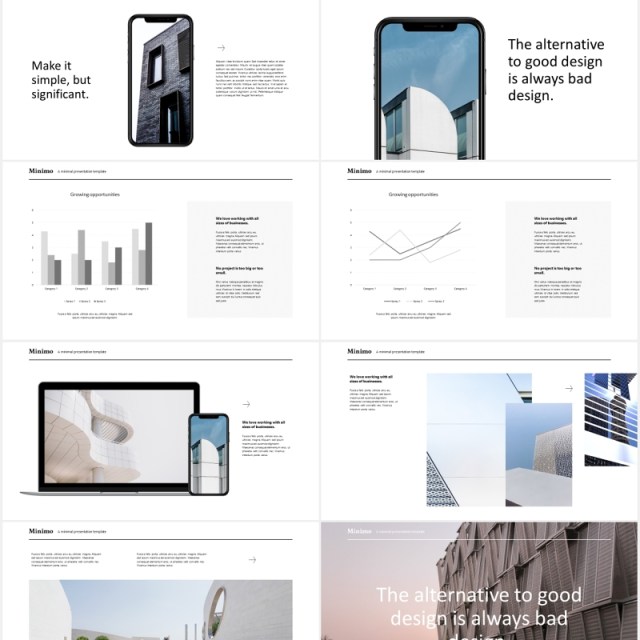 现代商务简约公司宣传PPT模板minimo modern minimal powerpoint template