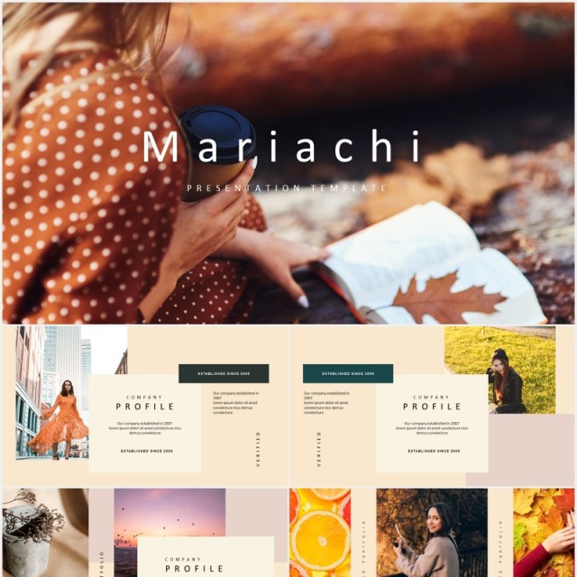 时尚模特摄影展示PPT模板MARIACHI - Powerpoint Template