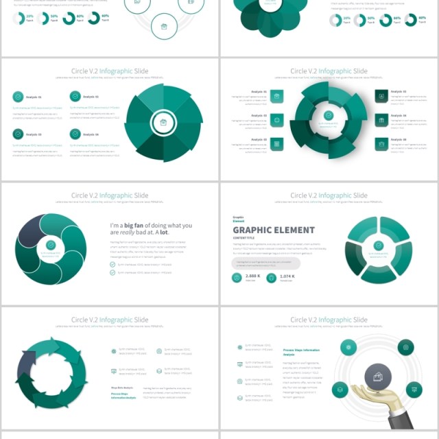 圆形圆圈PPT信息图表模板CIRCLES V.2 PowerPoint Infographics Slides