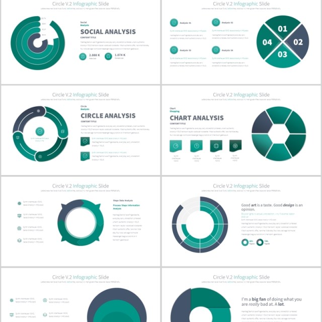 圆形圆圈PPT信息图表模板CIRCLES V.2 PowerPoint Infographics Slides