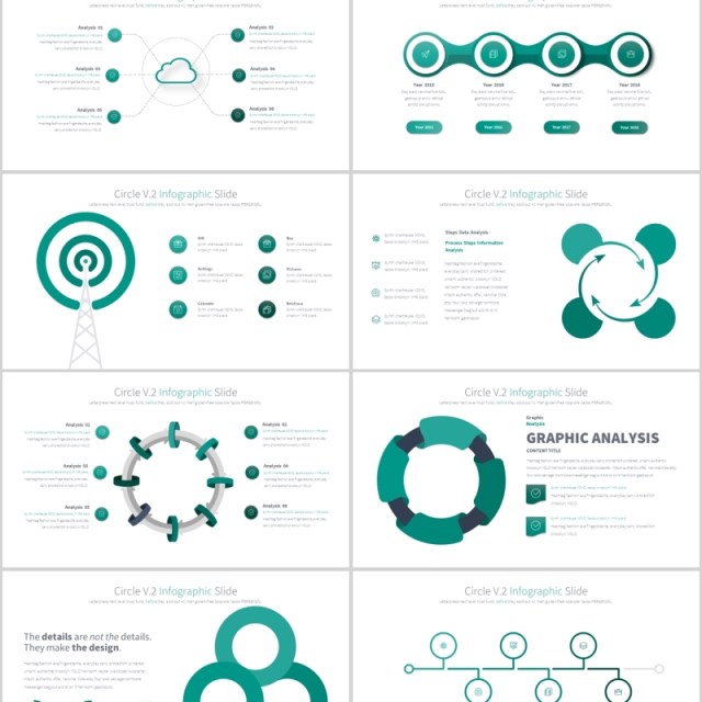 圆形圆圈PPT信息图表模板CIRCLES V.2 PowerPoint Infographics Slides