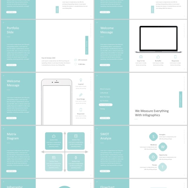 网页版式PPT幻灯片演示模板Weblook Powerpoint Template