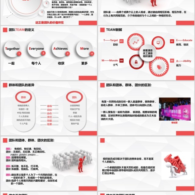 简约大气红色商务微粒体团队凝聚力汇报总结会议PPT模板