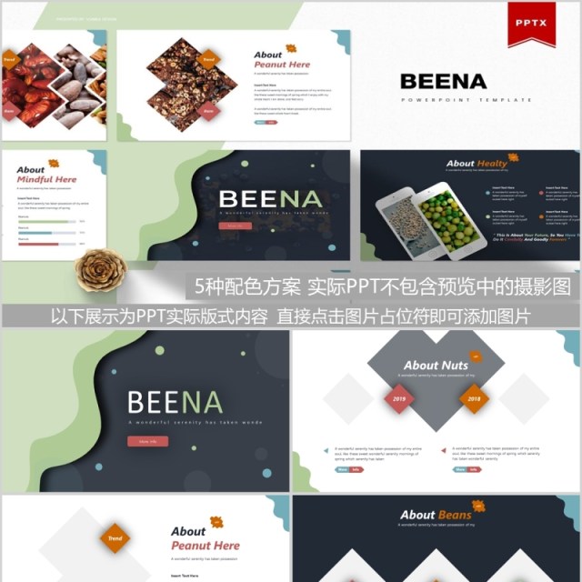 美食餐饮方案策划书PPT模板Beena Powerpoint Template