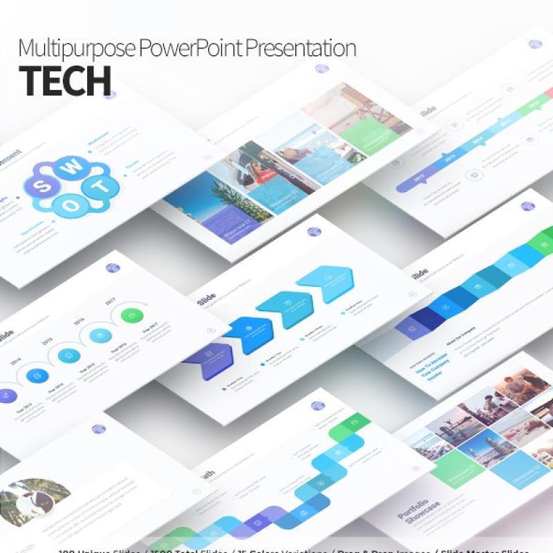 技术多用途PPT演示信息图表Tech Multipurpose PowerPoint Presentation Template