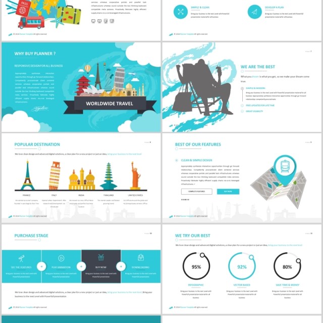 高端旅游项目计划书PPT模板信息图表Travel Powerpoint Template