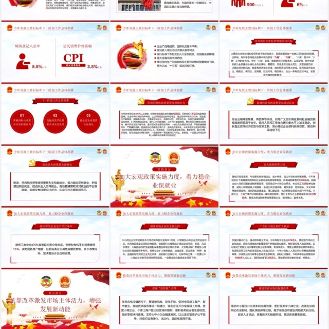 聚焦2020年全国两会政府工作报告解读学习党建PPT模板
