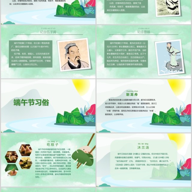 绿色端午节由来活动介绍PPT模板 绿色端午节由来活动介绍PPT模板