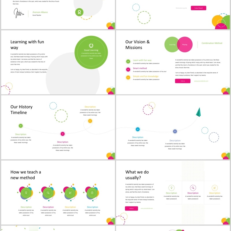 创意彩色儿童教育PPT图片排版模板Kidza  Education Powerpoint Template