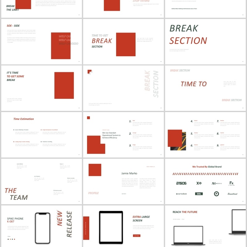 简约图片占位符排版设计PPT模板Spike Powerpoint