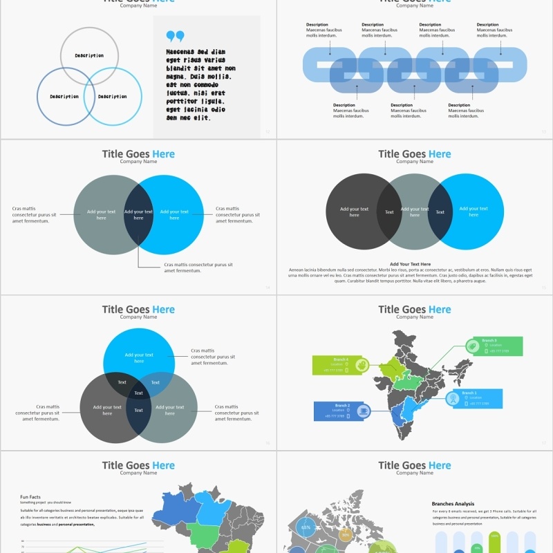 鱼骨图箭头并列关系PPT信息图表元素