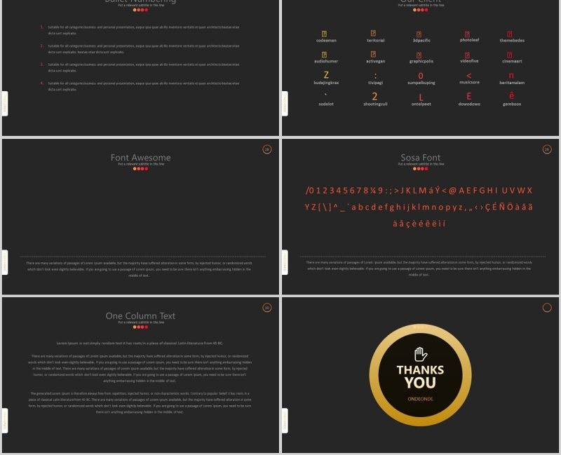 深色商务工作汇报PPT信息图表模板Ondeonde Powerpoint