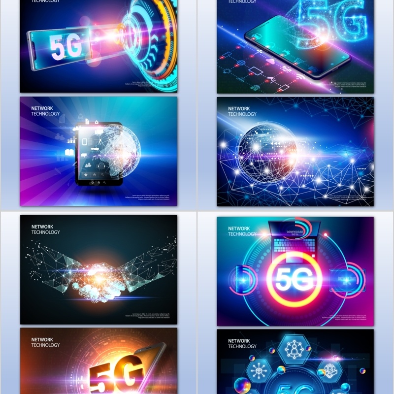 31款5G时代大数据网络技术海报创意展板海报AI矢量素材模板