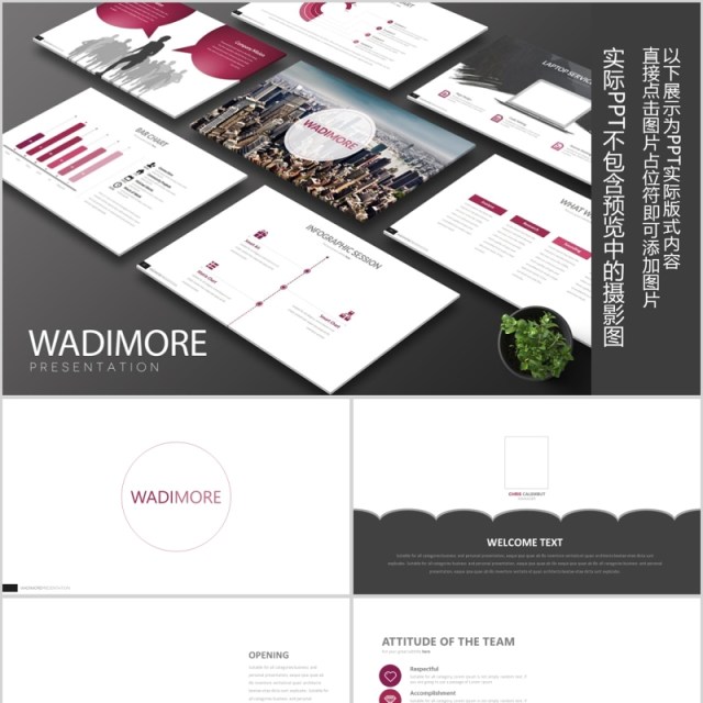 个性高端商务公司介绍PPT模板信息图表Wadimore Powerpoint 个性高端商务公司介绍PPT模板信息图表Wadimore Powerpoint