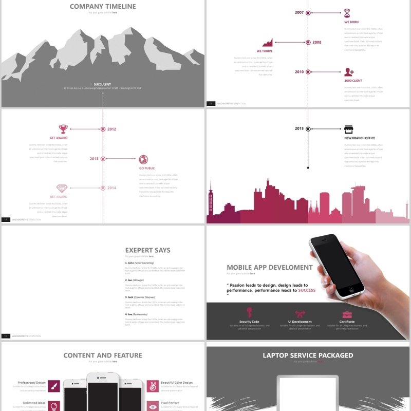 个性高端商务公司介绍PPT模板信息图表Wadimore Powerpoint