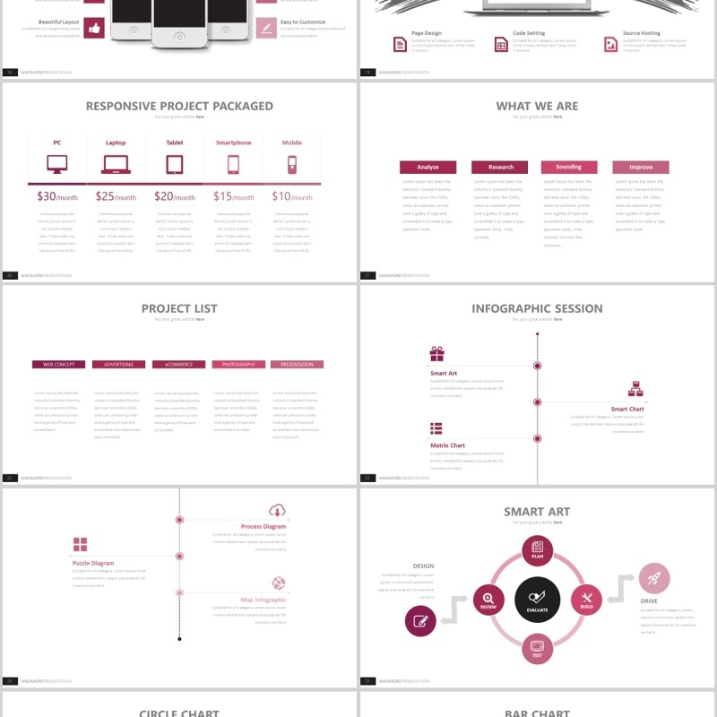 个性高端商务公司介绍PPT模板信息图表Wadimore Powerpoint