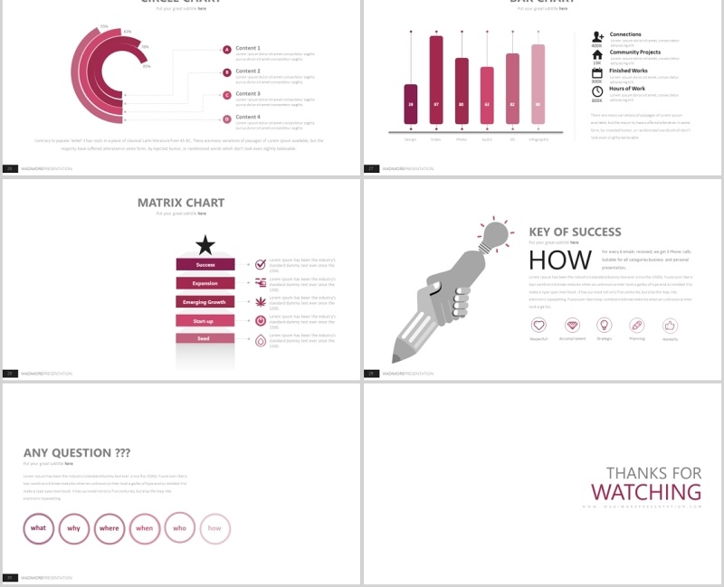 个性高端商务公司介绍PPT模板信息图表Wadimore Powerpoint