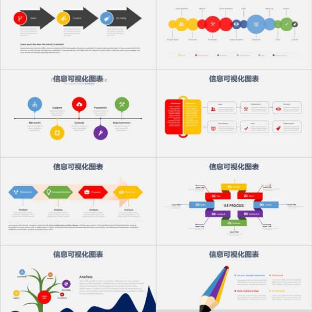 表单表格流程图漏斗图世界地图信息可视化PPT图表