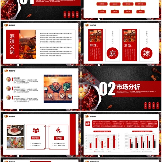 黑色餐饮美食手工老火锅商业计划书PPT模板 黑色餐饮美食手工老火锅商业计划书PPT模板