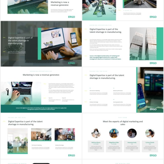 高端简约商业计划报告PPT模板ergo business pitch powerpoint template