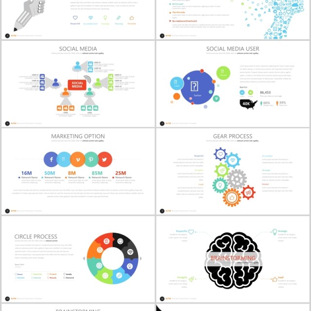 创意铅笔图形互联网信息图标PPT可视化素材模板Atlas Powerpoint