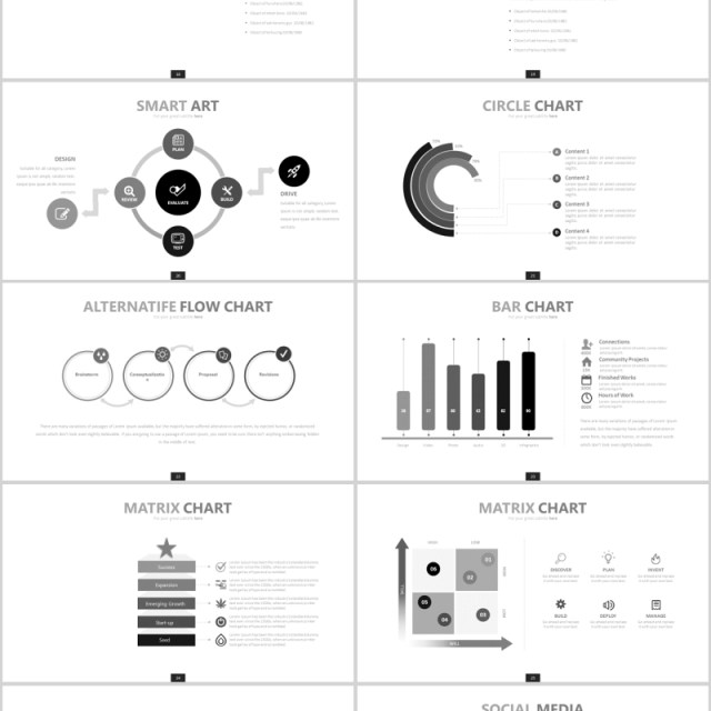 简洁个性图形工作汇报PPT信息图表模板Tikusan Powerpoint