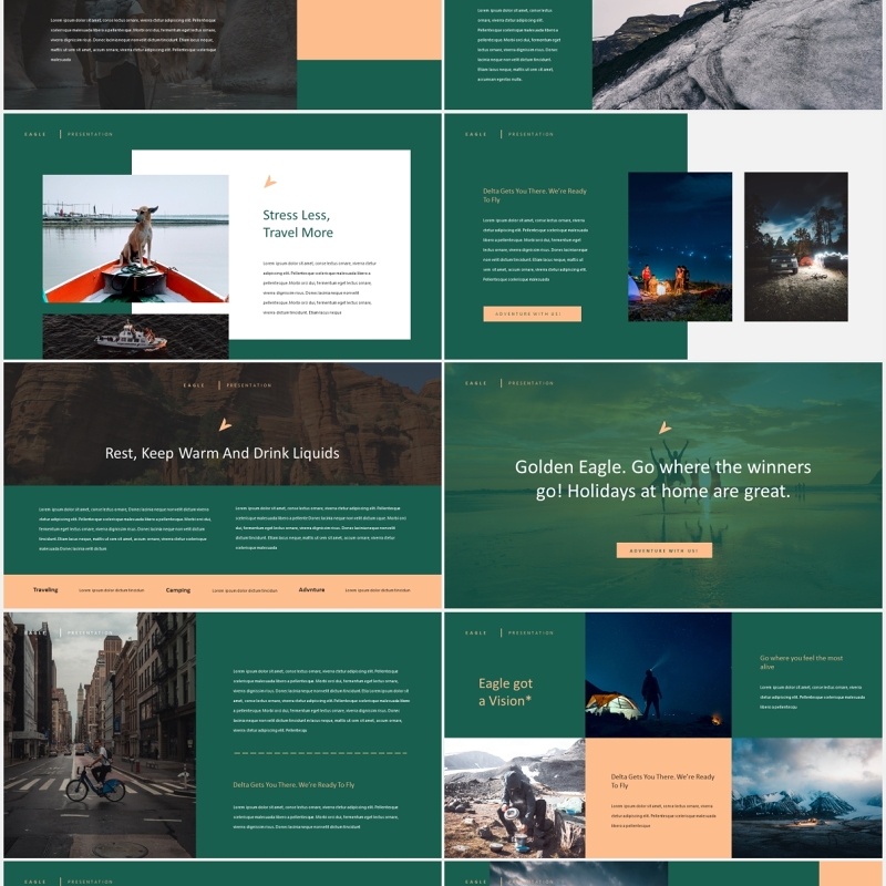 户外旅游探险PPT模板eagle adventure powerpoint template