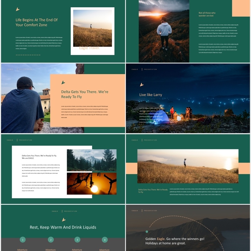 户外旅游探险PPT模板eagle adventure powerpoint template