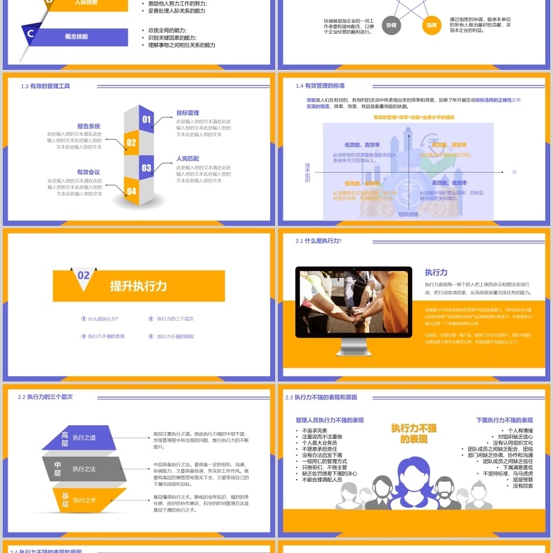 简约工作效率及能力提升培训管理PPT模板