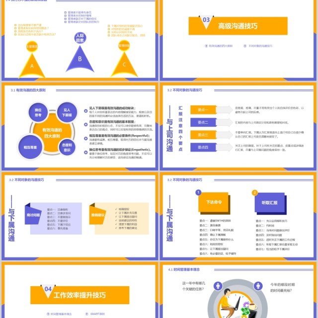 简约工作效率及能力提升培训管理PPT模板