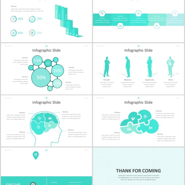 蓝色简约公司简介产品项目介绍PPT模板版式设计Amous - Powerpoint Template