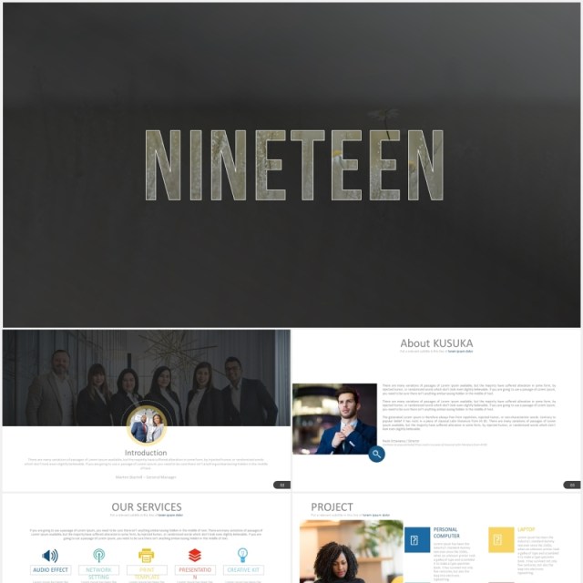 简约商务工作报告PPT素材模板nineteen powerpoint template