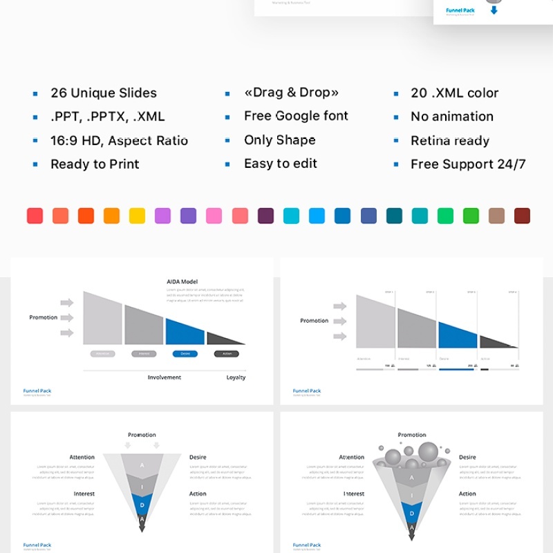 PPT漏斗信息图表 PowerPoint Funnel shape