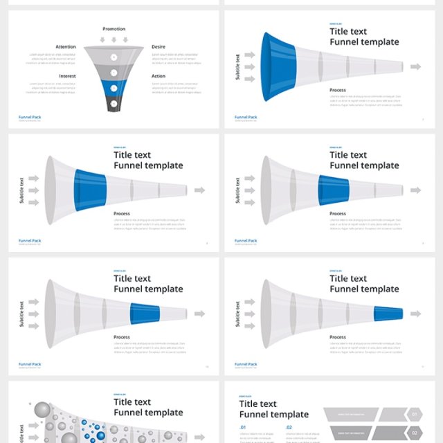 PPT漏斗信息图表 PowerPoint Funnel shape