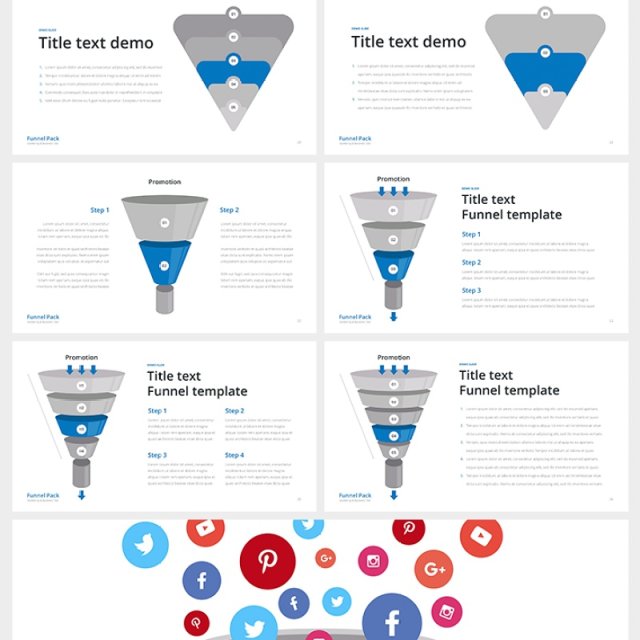 PPT漏斗信息图表 PowerPoint Funnel shape