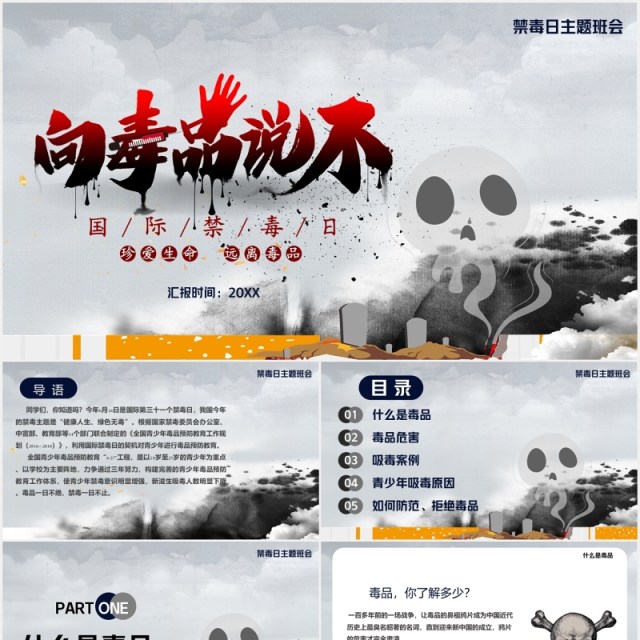 向毒品说不国际禁毒日主题教育课件PPT模板 向毒品说不国际禁毒日主题教育课件PPT模板