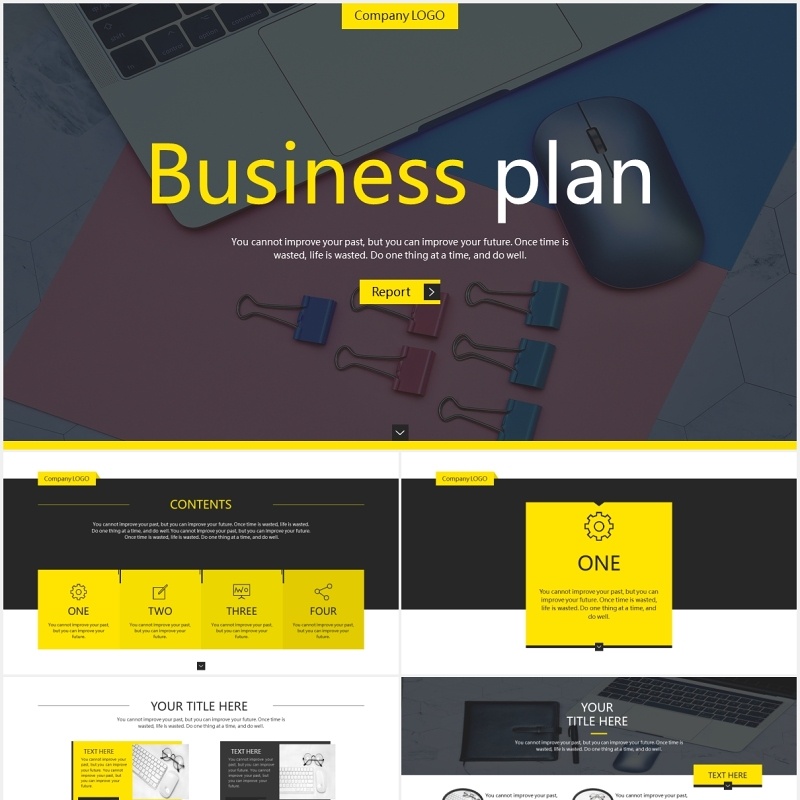 简约大气撞色商业计划书PPT模板